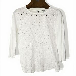 Lucky Brand Ivory Eyelet Top Peasant Prairie Cottagecore